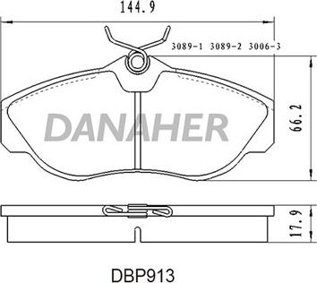 Danaher DBP913 - Тормозные колодки, дисковые, комплект autospares.lv