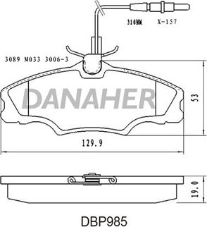 Danaher DBP985 - Тормозные колодки, дисковые, комплект autospares.lv