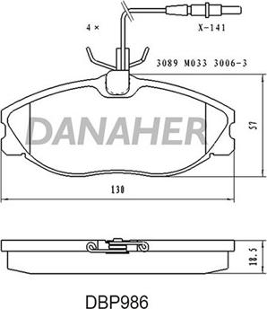 Danaher DBP986 - Тормозные колодки, дисковые, комплект autospares.lv