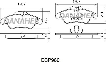 Danaher DBP980 - Тормозные колодки, дисковые, комплект autospares.lv