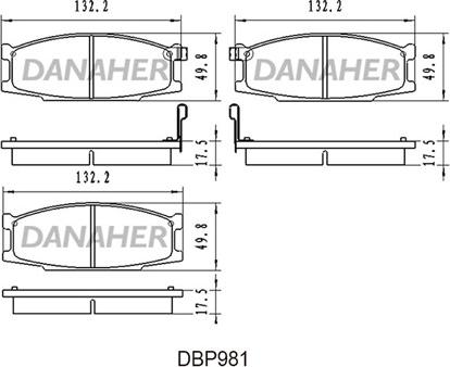 Danaher DBP981 - Тормозные колодки, дисковые, комплект autospares.lv