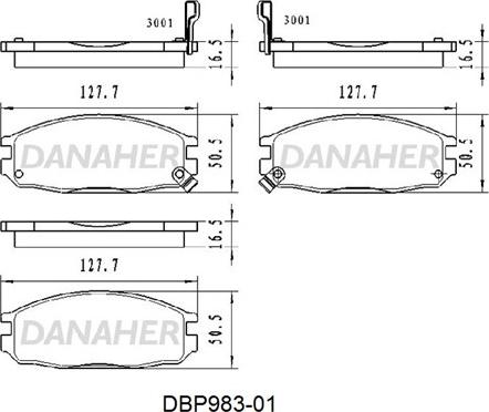 Danaher DBP983-01 - Тормозные колодки, дисковые, комплект autospares.lv