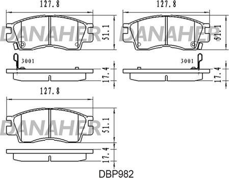 Danaher DBP982 - Тормозные колодки, дисковые, комплект autospares.lv