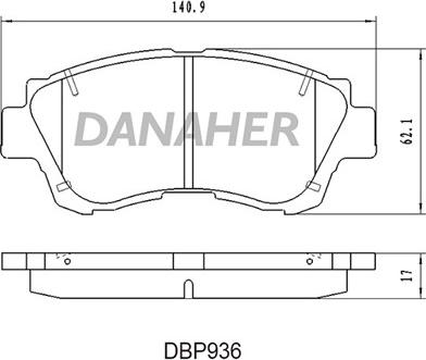 Danaher DBP936 - Тормозные колодки, дисковые, комплект autospares.lv