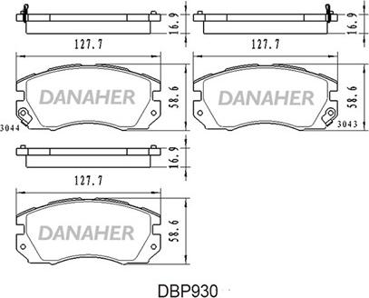 Danaher DBP930 - Тормозные колодки, дисковые, комплект autospares.lv