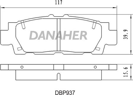 Danaher DBP937 - Тормозные колодки, дисковые, комплект autospares.lv