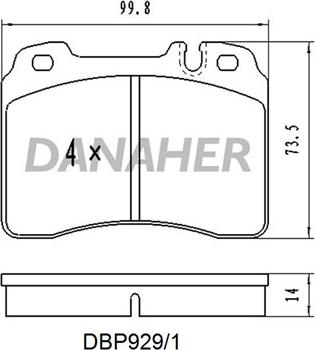 Danaher DBP929/1 - Тормозные колодки, дисковые, комплект autospares.lv