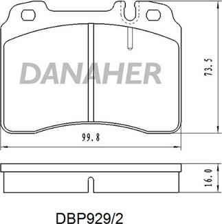 Danaher DBP929/2 - Тормозные колодки, дисковые, комплект autospares.lv