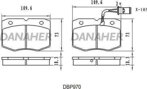 Danaher DBP970 - Тормозные колодки, дисковые, комплект autospares.lv