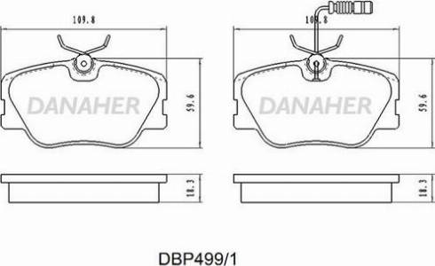 Danaher DBP499/1 - Тормозные колодки, дисковые, комплект autospares.lv