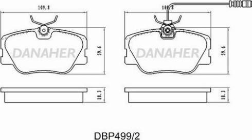 Danaher DBP499/2 - Тормозные колодки, дисковые, комплект autospares.lv