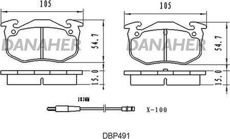 Danaher DBP491 - Тормозные колодки, дисковые, комплект autospares.lv