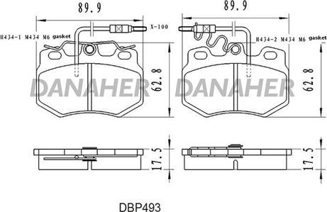 Danaher DBP493 - Тормозные колодки, дисковые, комплект autospares.lv