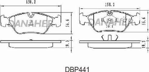 Danaher DBP441 - Тормозные колодки, дисковые, комплект autospares.lv