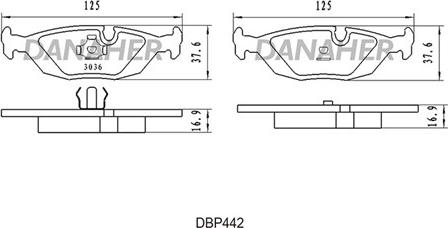 Danaher DBP442 - Тормозные колодки, дисковые, комплект autospares.lv