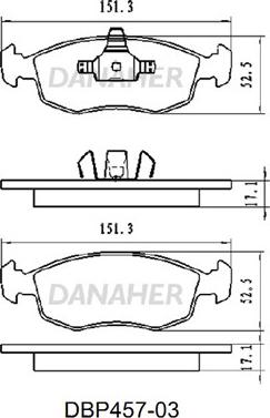 Danaher DBP457-03 - Тормозные колодки, дисковые, комплект autospares.lv