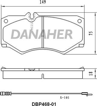 Danaher DBP468-01 - Тормозные колодки, дисковые, комплект autospares.lv