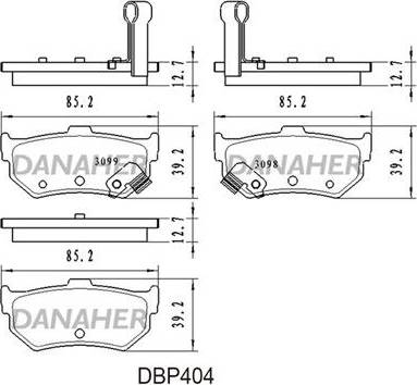 Danaher DBP404 - Тормозные колодки, дисковые, комплект autospares.lv