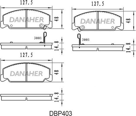 Danaher DBP403 - Тормозные колодки, дисковые, комплект autospares.lv