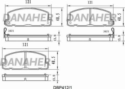 Danaher DBP412/1 - Тормозные колодки, дисковые, комплект autospares.lv