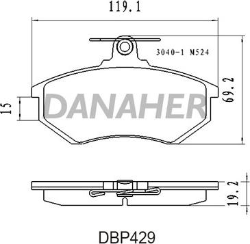 Danaher DBP429 - Тормозные колодки, дисковые, комплект autospares.lv