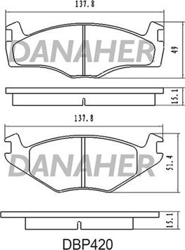 Danaher DBP420 - Тормозные колодки, дисковые, комплект autospares.lv