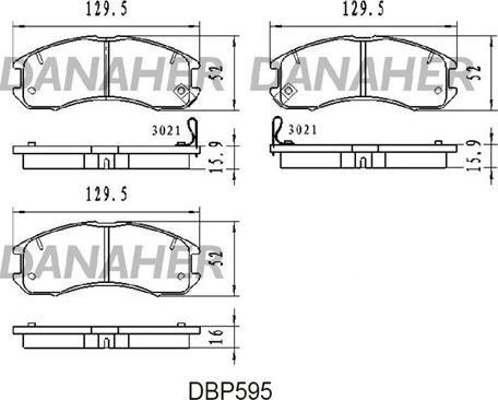 Danaher DBP595 - Тормозные колодки, дисковые, комплект autospares.lv