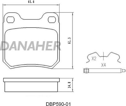 Danaher DBP590-01 - Тормозные колодки, дисковые, комплект autospares.lv