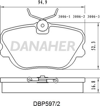 Danaher DBP597/2 - Тормозные колодки, дисковые, комплект autospares.lv