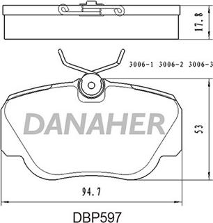 Danaher DBP597 - Тормозные колодки, дисковые, комплект autospares.lv