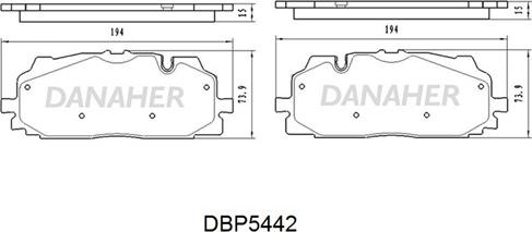 Danaher DBP5442 - Тормозные колодки, дисковые, комплект autospares.lv