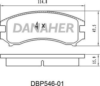 Danaher DBP546-01 - Тормозные колодки, дисковые, комплект autospares.lv