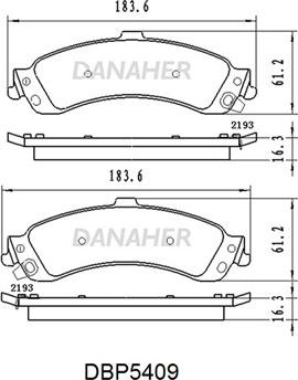 Danaher DBP5409 - Тормозные колодки, дисковые, комплект autospares.lv