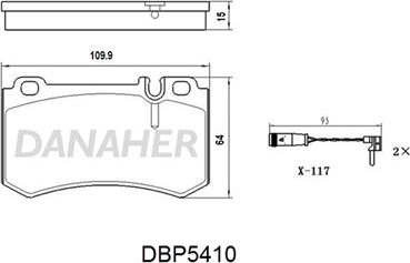 Danaher DBP5410 - Тормозные колодки, дисковые, комплект autospares.lv