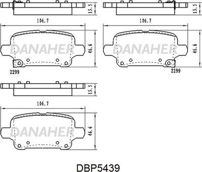 Danaher DBP5439 - Тормозные колодки, дисковые, комплект autospares.lv