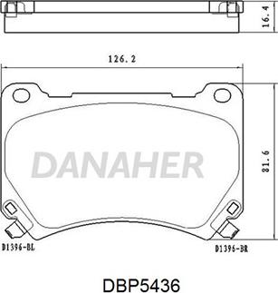 Danaher DBP5436 - Тормозные колодки, дисковые, комплект autospares.lv