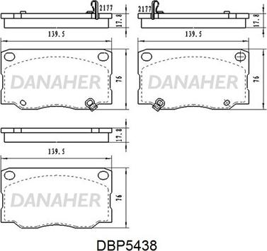 Danaher DBP5438 - Тормозные колодки, дисковые, комплект autospares.lv