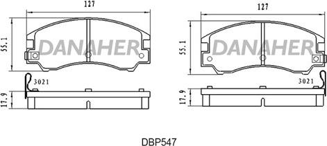 Danaher DBP547 - Тормозные колодки, дисковые, комплект autospares.lv