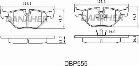 Danaher DBP555 - Тормозные колодки, дисковые, комплект autospares.lv