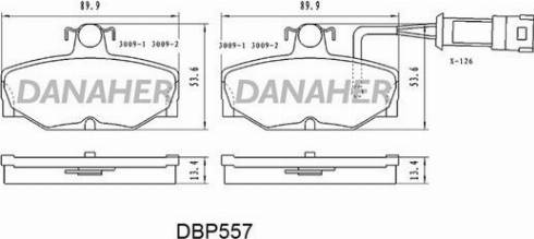 Danaher DBP557 - Тормозные колодки, дисковые, комплект autospares.lv