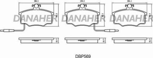Danaher DBP569 - Тормозные колодки, дисковые, комплект autospares.lv