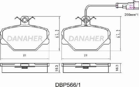 Danaher DBP566/1 - Тормозные колодки, дисковые, комплект autospares.lv