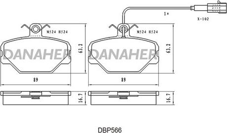 Danaher DBP566 - Тормозные колодки, дисковые, комплект autospares.lv