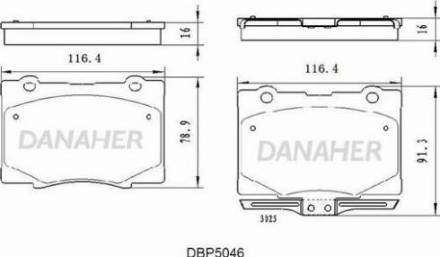 Danaher DBP5046 - Тормозные колодки, дисковые, комплект autospares.lv