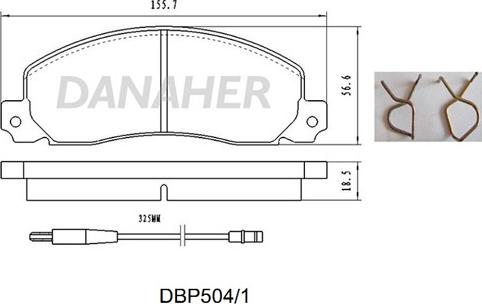 Danaher DBP504/1 - Тормозные колодки, дисковые, комплект autospares.lv