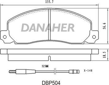 Danaher DBP504 - Тормозные колодки, дисковые, комплект autospares.lv