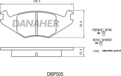 Danaher DBP505 - Тормозные колодки, дисковые, комплект autospares.lv