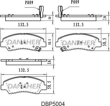 Danaher DBP5004 - Тормозные колодки, дисковые, комплект autospares.lv