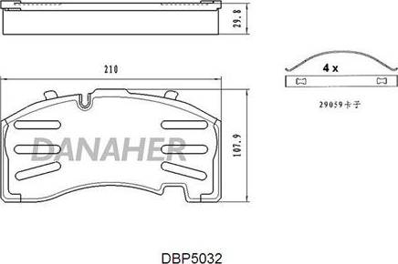 Danaher DBP5032 - Тормозные колодки, дисковые, комплект autospares.lv