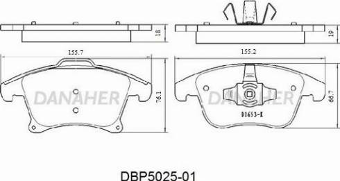 Danaher DBP5025-01 - Тормозные колодки, дисковые, комплект autospares.lv